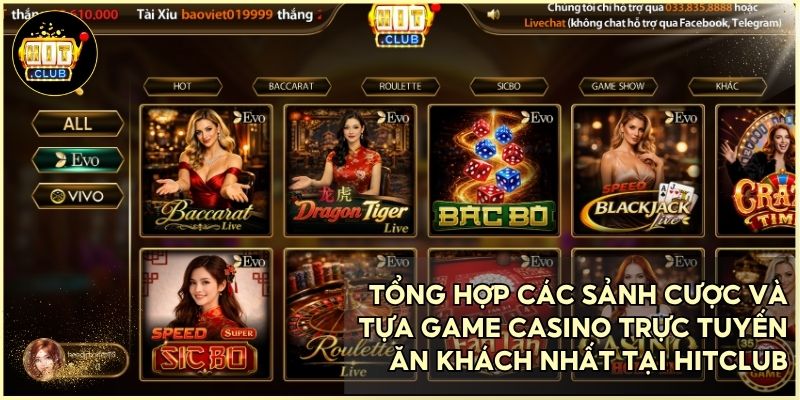 HitClub tự hào cung cấp các sảnh bài quốc tế đẳng cấp với tỷ lệ thắng cực cao