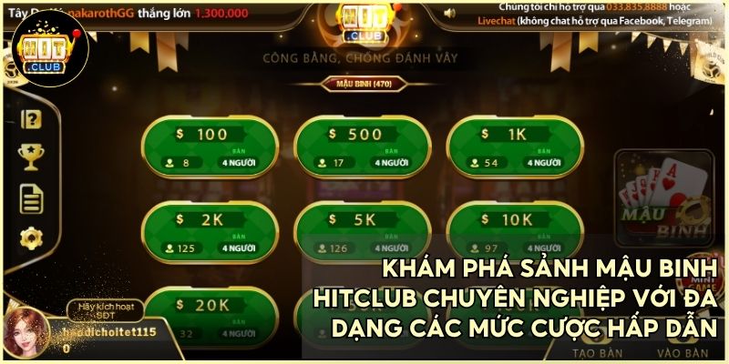 Trải nghiệm không gian cá cược Mậu Binh quý tộc và cách chơi Mậu Binh đẳng cấp nhất tại HITCLUB