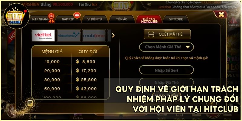 Mức bồi thường tối đa không vượt quá số tiền thực nạp tại thời điểm lỗi